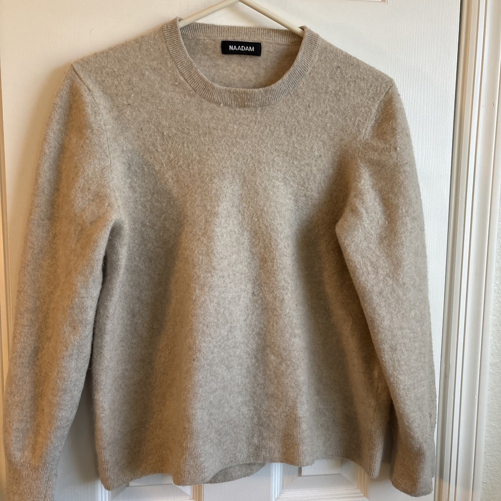 Naadam Sweater Womens Large Beige Pullover 100% Cashmere Fits Like A Small